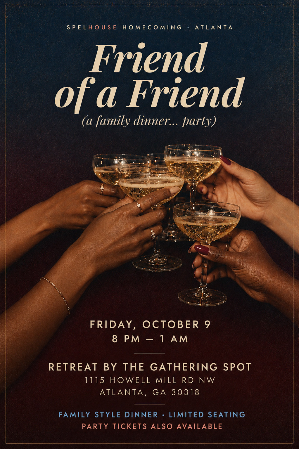 Friend of a Friend flyer — Friday October 9, Retreat by The Gathering Spot